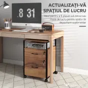 Vinsetto Dulap Sertare Birou, 2 Sertare cu Încuietoare, Roți, 44x40x66,5 cm, Maro Rustic | Aosom Romania 