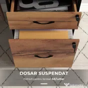 Vinsetto Dulap Sertare Birou, 2 Sertare cu Încuietoare, Roți, 44x40x66,5 cm, Maro Rustic | Aosom Romania 
