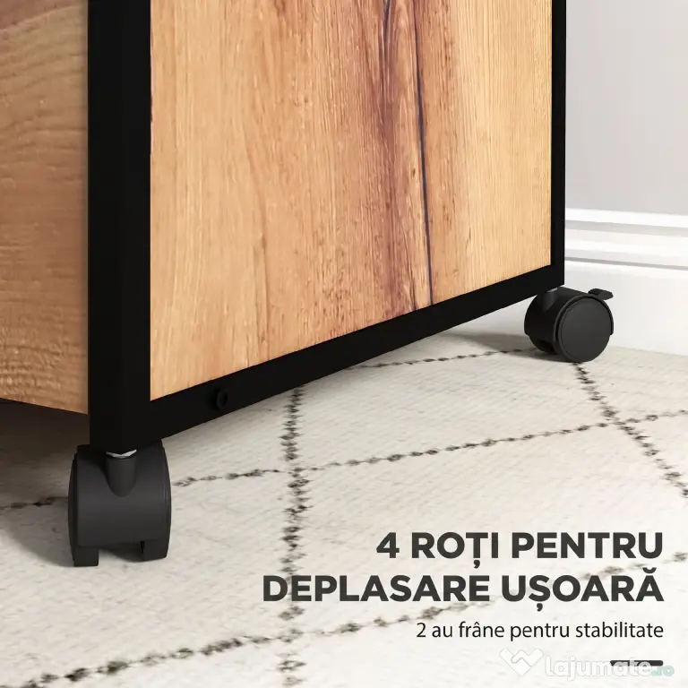Vinsetto Dulap Sertare Birou, 2 Sertare cu Încuietoare, Roți, 44x40x66,5 cm, Maro Rustic | Aosom Romania
