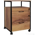 Vinsetto Dulap Sertare Birou, 2 Sertare cu Încuietoare, Roți, 44x40x66,5 cm, Maro Rustic