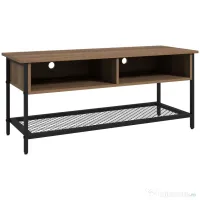 Dulap SuportTV pana la 48" in Stil Industrial, Mobiler Jos cu Rafturi din Lemn si Otel, 110x40x48cm, Maro si Negru HOMCOM | Aosom Romania 