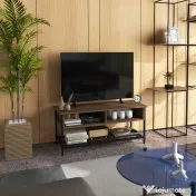 Dulap SuportTV pana la 48" in Stil Industrial, Mobiler Jos cu Rafturi din Lemn si Otel, 110x40x48cm, Maro si Negru HOMCOM | Aosom Romania 