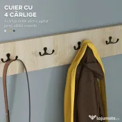 HOMCOM Mobilier pentru Hol cu Depozitare pentru 9 Perechi de Pantofi, Oglindă, Dulap, Rafturi și 4 Cârlige, 90x30x87 cm, Lemn Natural | Aosom Romania 