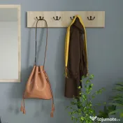 HOMCOM Mobilier pentru Hol cu Depozitare pentru 9 Perechi de Pantofi, Oglindă, Dulap, Rafturi și 4 Cârlige, 90x30x87 cm, Lemn Natural | Aosom Romania 