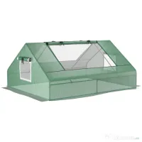 Outsunny Seră de Grădină din Oțel cu Înveliș din PE, Uși Rulante și Ferestre pentru Cultivare, 180x140x80 cm, Verde | Aosom Romania 