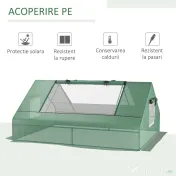 Outsunny Seră de Grădină din Oțel cu Înveliș din PE, Uși Rulante și Ferestre pentru Cultivare, 180x140x80 cm, Verde | Aosom Romania 