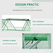 Outsunny Seră de Grădină din Oțel cu Înveliș din PE, Uși Rulante și Ferestre pentru Cultivare, 180x140x80 cm, Verde | Aosom Romania 