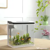 PawHut Acvariu de 13L, de Sticla cu Filtru, Iluminare cu LED-uri, Pompa de Apa, 29x20x30,5cm - Alb 