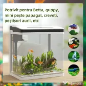 PawHut Acvariu de 13L, de Sticla cu Filtru, Iluminare cu LED-uri, Pompa de Apa, 29x20x30,5cm - Alb 