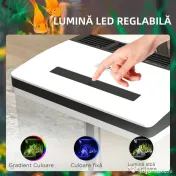 PawHut Acvariu de 13L, de Sticla cu Filtru, Iluminare cu LED-uri, Pompa de Apa, 29x20x30,5cm - Alb 