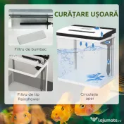 PawHut Acvariu de 13L, de Sticla cu Filtru, Iluminare cu LED-uri, Pompa de Apa, 29x20x30,5cm - Alb 