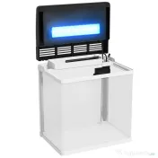 PawHut Acvariu de 13L, de Sticla cu Filtru, Iluminare cu LED-uri, Pompa de Apa, 29x20x30,5cm - Alb 
