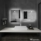 kleankin Oglindă de Baie cu Lumină LED, 3 Culori, Întrerupătoare Touch și Luminozitate Reglabilă, 70x50x3 cm, Transparent | Aosom Romania 
