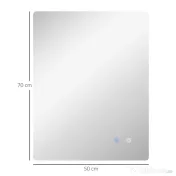 kleankin Oglindă de Baie cu Lumină LED, 3 Culori, Întrerupătoare Touch și Luminozitate Reglabilă, 70x50x3 cm, Transparent | Aosom Romania 