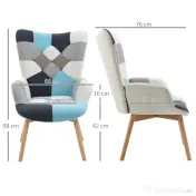 HOMCOM Scaune Decorative Tapisate, Fotoliu cu Brațe Capitolat pentru Dormitor, Scaun cu Spătar și Picioare din Lemn Masiv, Confort și Stil | Aosom Romania 