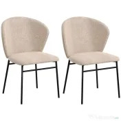 HOMCOM Scaun de masă, Design contemporan și elegant, Material textil cu efect de in, Oțel, 52 x 55 x 80 cm, Maro deschis | Aosom Romania