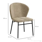 HOMCOM Scaun de masă, Design contemporan și elegant, Material textil cu efect de in, Oțel, 52 x 55 x 80 cm, Maro deschis | Aosom Romania