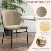HOMCOM Scaun de masă, Design contemporan și elegant, Material textil cu efect de in, Oțel, 52 x 55 x 80 cm, Maro deschis | Aosom Romania
