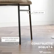 HOMCOM Scaun de masă, Design contemporan și elegant, Material textil cu efect de in, Oțel, 52 x 55 x 80 cm, Maro deschis | Aosom Romania