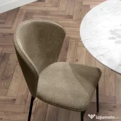 HOMCOM Scaun de masă, Design contemporan și elegant, Material textil cu efect de in, Oțel, 52 x 55 x 80 cm, Maro deschis | Aosom Romania