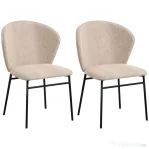 HOMCOM Scaun de masă, Design contemporan și elegant, Material textil cu efect de in, Oțel, 52 x 55 x 80 cm,  Maro deschis