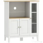 HOMCOM Dulap pentru cuptor cu microunde cu dulap inferior și 3 rafturi laterale cu ușă din sticlă, din lemn, 80x35x97 cm, alb