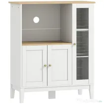 HOMCOM Dulap pentru cuptor cu microunde cu dulap inferior și 3 rafturi laterale cu ușă din sticlă, din lemn, 80x35x97 cm, alb