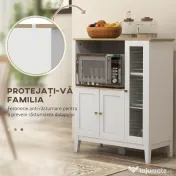 HOMCOM Dulap pentru Microunde cu Dulap Inferior și Rafturi Laterale din Lemn Alb | Aosom Romania 