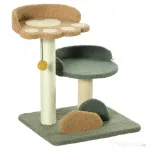 PawHut Copac de Zgariat pentru Pisici cu 2 Platforme Patut, Minge atarnata si Acoperie cu Catifea, 43x39x52cm, Multicolor