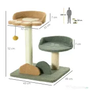PawHut Copac Zgârieturi Pisici 2 Platforme Minge Catifea 43x39x52cm Multicolor | Aosom Romania 