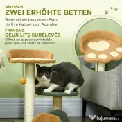 PawHut Copac Zgârieturi Pisici 2 Platforme Minge Catifea 43x39x52cm Multicolor | Aosom Romania 