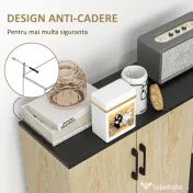Bufet modern cu 2 dulapuri și 2 sertare, bufet de bucătărie cu raft reglabil, 90x30x75,5 cm, de culori nuc și negru HOMCOM | Aosom Romania 