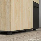 Bufet modern cu 2 dulapuri și 2 sertare, bufet de bucătărie cu raft reglabil, 90x30x75,5 cm, de culori nuc și negru HOMCOM | Aosom Romania 
