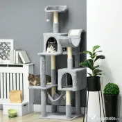 Copac de 177cm pentru Pisici pentru Pisici de Interior, Turn de Catarat pentru Pisici pe Mai Multe Niveluri, Gri 55x49x177cm PawHut | Aosom RO