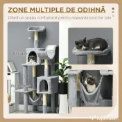 Copac de 177cm pentru Pisici pentru Pisici de Interior, Turn de Catarat pentru Pisici pe Mai Multe Niveluri, Gri 55x49x177cm PawHut | Aosom RO