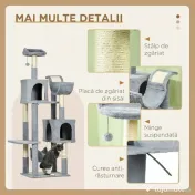 Copac de 177cm pentru Pisici pentru Pisici de Interior, Turn de Catarat pentru Pisici pe Mai Multe Niveluri, Gri 55x49x177cm PawHut | Aosom RO