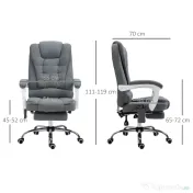 Vinsetto Scaun de Birou cu Telecomandă și 6 Puncte de Masaj, Tapitat cu Stofă Tip Catifea, 67x79x111-121 cm, Gri | Aosom Romania