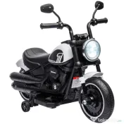 HOMCOM Motocicletă Electrică pentru Copii 18-36 Luni cu Roți Ajutătoare și Far, 76x42x57 cm, Alb și Negru | Aosom Romania 