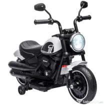 HOMCOM Motocicletă Electrică pentru Copii 18-36 Luni cu Roți Ajutătoare și Far, 76x42x57 cm, Alb și Negru | Aosom Romania