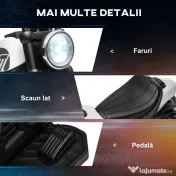HOMCOM Motocicletă Electrică pentru Copii 18-36 Luni cu Roți Ajutătoare și Far, 76x42x57 cm, Alb și Negru | Aosom Romania 
