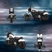 HOMCOM Motocicletă Electrică pentru Copii 18-36 Luni cu Roți Ajutătoare și Far, 76x42x57 cm, Alb și Negru | Aosom Romania 