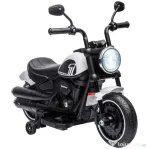 HOMCOM Motocicletă Electrică pentru Copii 18-36 Luni cu Roți Ajutătoare și Far, 76x42x57 cm, Alb și Negru