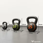 SPORTNOW Set 3 Kettlebell de 2.2 kg, 4.5 kg și 6.8 kg cu Suport pentru Greutăți, din Plastic și Nisip, Negru | Aosom Romania 