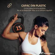 SPORTNOW Set 3 Kettlebell de 2.2 kg, 4.5 kg și 6.8 kg cu Suport pentru Greutăți, din Plastic și Nisip, Negru | Aosom Romania 