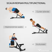 SPORTNOW Banca pentru Hiperextensii, Scaun Roman cu Inaltime Reglabila pentru Spate, Tors, Brate, Negru 