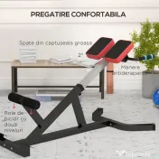 SPORTNOW Banca pentru Hiperextensii, Scaun Roman cu Inaltime Reglabila pentru Spate, Tors, Brate, Negru 