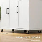 HOMCOM Insulă de Bucătărie Rulantă cu Depozitare, Sertar, 3 Dulapuri, Blat din Oțel Inoxidabil, Design Versatil, Alb | Aosom Romania 