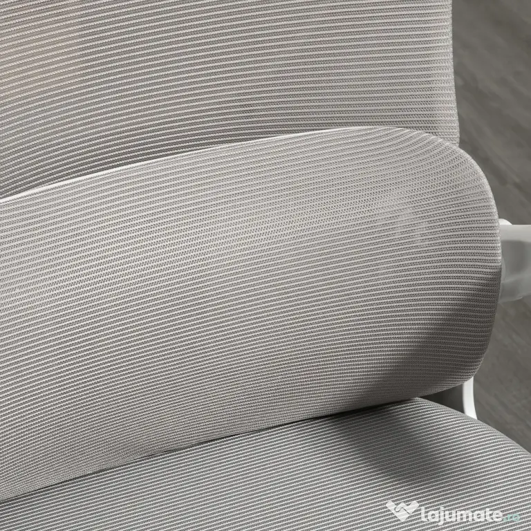 Vinsetto Scaun Ergonomic de Birou, Tetieră Reglabilă, Suport Lombar, 70x66x120-128 cm, Gri | Aosom Romania