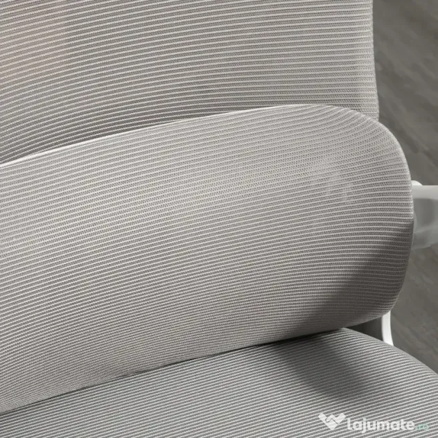 Vinsetto Scaun Ergonomic de Birou, Tetieră Reglabilă, Suport Lombar, 70x66x120-128 cm, Gri | Aosom Romania