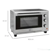 HOMCOM Mini Cuptor Electric cu Convectie 30L pentru Bucătărie Blat Temperatură Ajustabilă 1600W Accesorii Incluse | Aosom Romania 